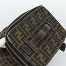 FENDI Zucca Canvas Vanity Pouch Black Brown Auth 184417-6