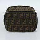 FENDI Zucca Canvas Vanity Pouch Black Brown Auth 184417-9