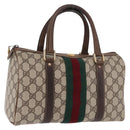 GUCCI GG Supreme Web Sherry Line Handtas PVC Beige Goud Rood Auth 184430-1