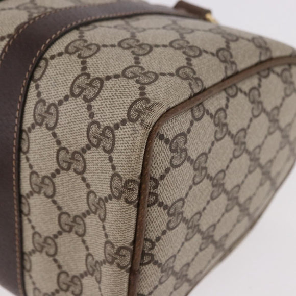 GUCCI GG Supreme Web Sherry Line Handtas PVC Beige Goud Rood Auth 184430