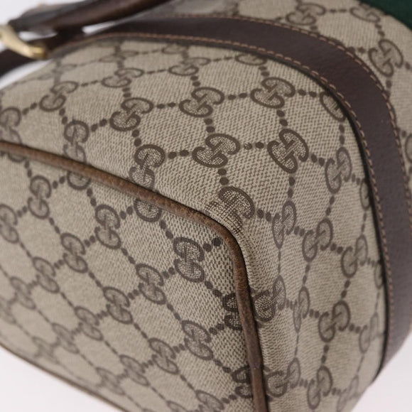 GUCCI GG Supreme Web Sherry Line Handtas PVC Beige Goud Rood Auth 184430