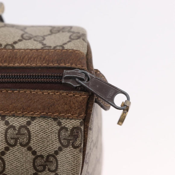 GUCCI GG Supreme Web Sherry Line Handtas PVC Beige Goud Rood Auth 184430