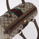 GUCCI GG Supreme Web Sherry Line Handtas PVC Beige Goud Rood Auth 184430-6