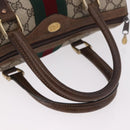 GUCCI GG Supreme Web Sherry Line Handtas PVC Beige Goud Rood Auth 184430-7