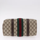 GUCCI GG Supreme Web Sherry Line Handtas PVC Beige Goud Rood Auth 184430-9