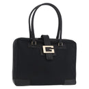 GUCCI Hand Bag Canvas Black Gold Auth 184433-1