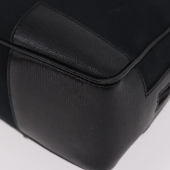 GUCCI Hand Bag Canvas Black Gold Auth 184433