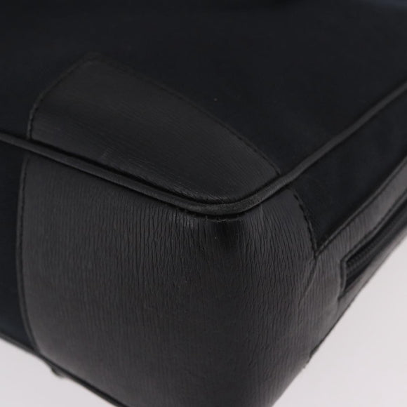 GUCCI Hand Bag Canvas Black Gold Auth 184433