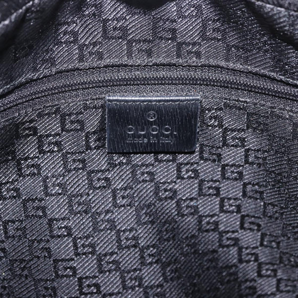 GUCCI Hand Bag Canvas Black Gold Auth 184433