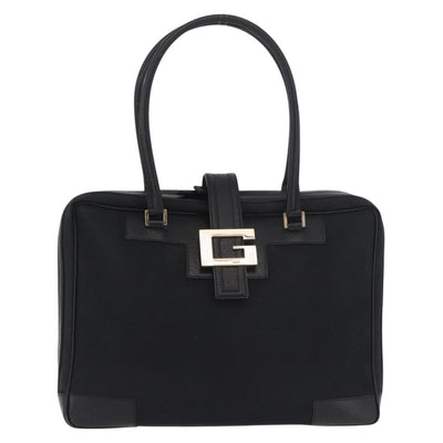 GUCCI Hand Bag Canvas Black Gold Auth 184433 - 0