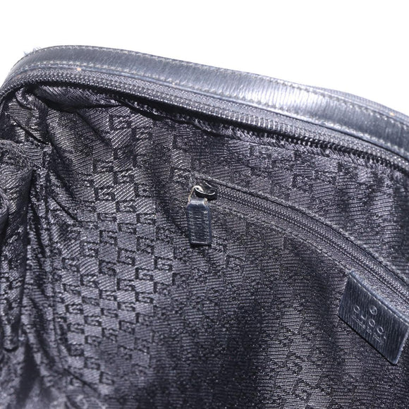 GUCCI Hand Bag Canvas Black Gold Auth 184433