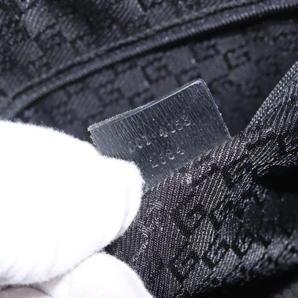 GUCCI Hand Bag Canvas Black Gold Auth 184433