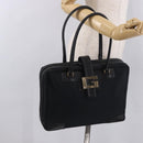 GUCCI Hand Bag Canvas Black Gold Auth 184433-25