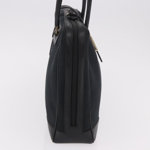 GUCCI Hand Bag Canvas Black Gold Auth 184433