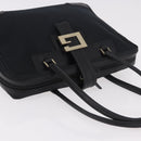 GUCCI Hand Bag Canvas Black Gold Auth 184433-6