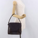 PRADA Shoulder Bag Leather Navy Silver Auth 184434-25