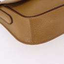 CARTIER Shoulder Bag Leather Beige Gold Auth 184435-10