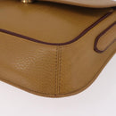 CARTIER Shoulder Bag Leather Beige Gold Auth 184435-11
