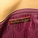 CARTIER Shoulder Bag Leather Beige Gold Auth 184435-16