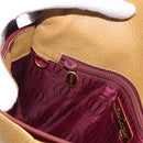 CARTIER Shoulder Bag Leather Beige Gold Auth 184435-20