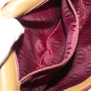 CARTIER Shoulder Bag Leather Beige Gold Auth 184435-21