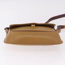 CARTIER Shoulder Bag Leather Beige Gold Auth 184435-9