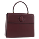 CARTIER Must Line Hand Bag Leather Bordeaux Gold Auth 184437A-1