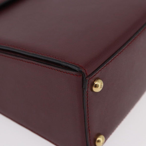 CARTIER Must Line Hand Bag Leather Bordeaux Gold Auth 184437A