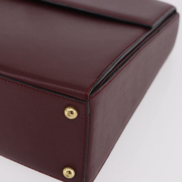 CARTIER Must Line Hand Bag Leather Bordeaux Gold Auth 184437A
