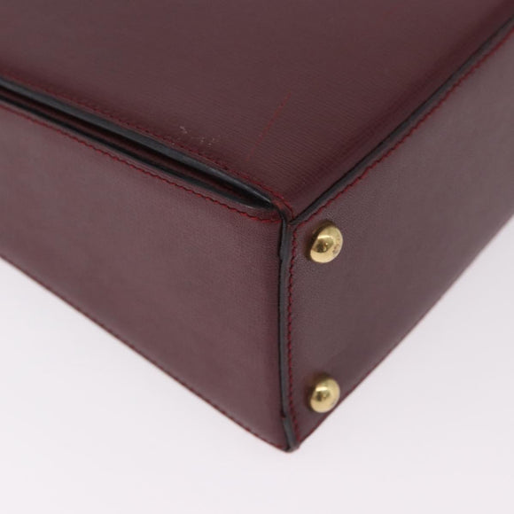 CARTIER Must Line Hand Bag Leather Bordeaux Gold Auth 184437A