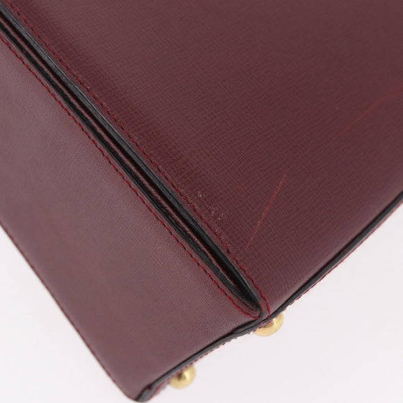 CARTIER Must Line Hand Bag Leather Bordeaux Gold Auth 184437A