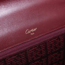 CARTIER Must Line Hand Bag Leather Bordeaux Gold Auth 184437A-17