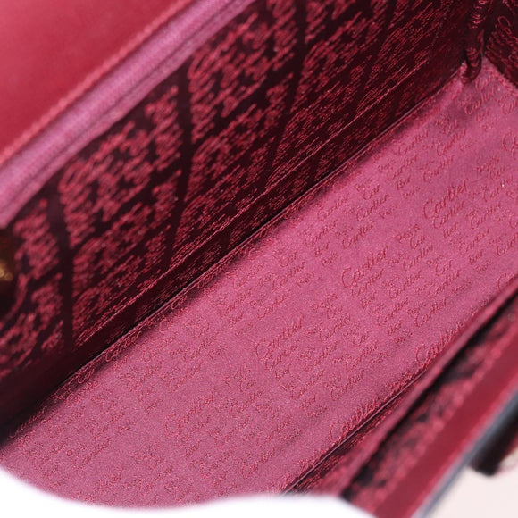 CARTIER Must Line Hand Bag Leather Bordeaux Gold Auth 184437A