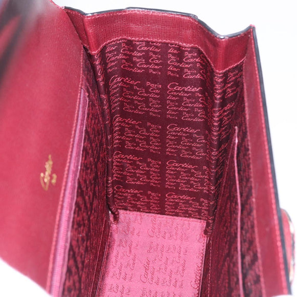 CARTIER Must Line Hand Bag Leather Bordeaux Gold Auth 184437A