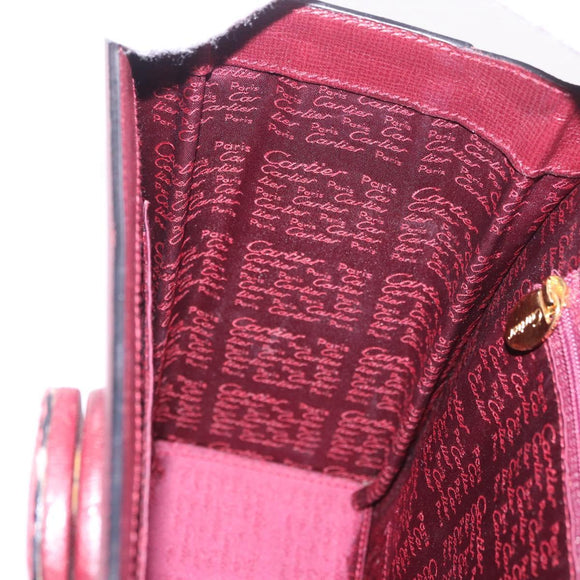 CARTIER Must Line Hand Bag Leather Bordeaux Gold Auth 184437A