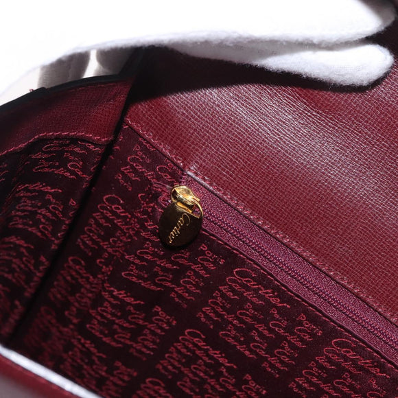 CARTIER Must Line Hand Bag Leather Bordeaux Gold Auth 184437A