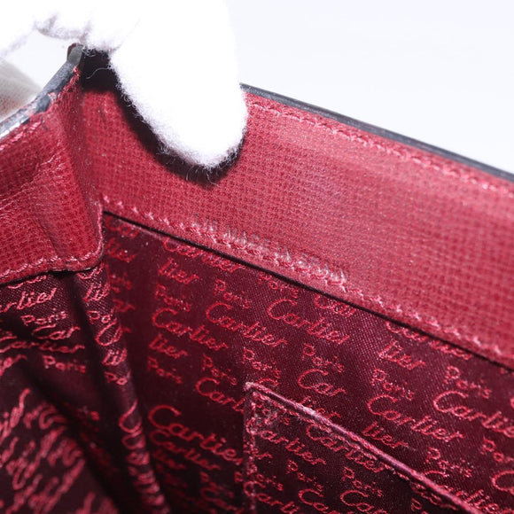 CARTIER Must Line Hand Bag Leather Bordeaux Gold Auth 184437A