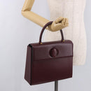 CARTIER Must Line Hand Bag Leather Bordeaux Gold Auth 184437A-24