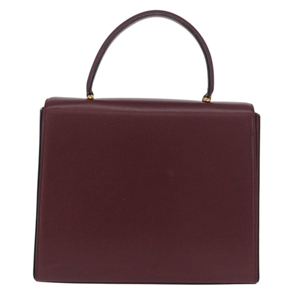 CARTIER Must Line Hand Bag Leather Bordeaux Gold Auth 184437A