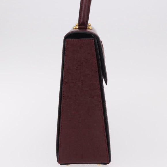 CARTIER Must Line Hand Bag Leather Bordeaux Gold Auth 184437A