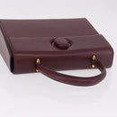 CARTIER Must Line Hand Bag Leather Bordeaux Gold Auth 184437A-6