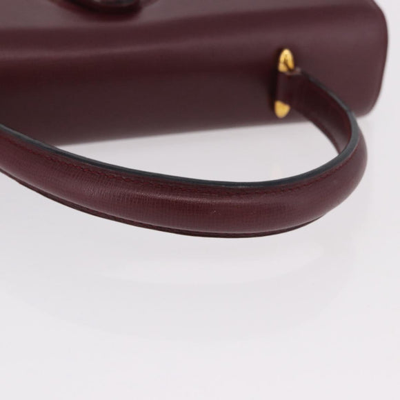 CARTIER Must Line Hand Bag Leather Bordeaux Gold Auth 184437A