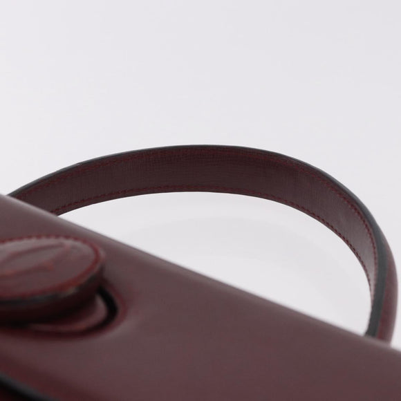 CARTIER Must Line Hand Bag Leather Bordeaux Gold Auth 184437A