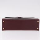 CARTIER Must Line Hand Bag Leather Bordeaux Gold Auth 184437A-9