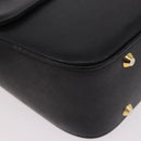 BURBERRY Hand Bag Leather Black Gold Auth 184438-10