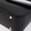 BURBERRY Hand Bag Leather Black Gold Auth 184438-11