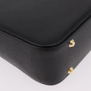 BURBERRY Hand Bag Leather Black Gold Auth 184438-12
