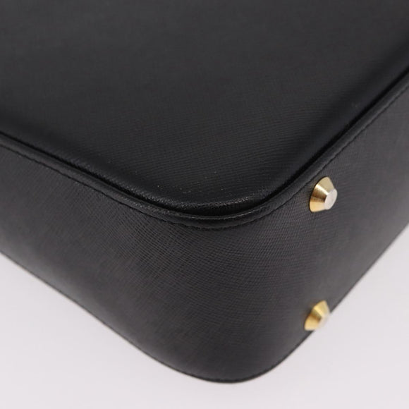 BURBERRY Hand Bag Leather Black Gold Auth 184438