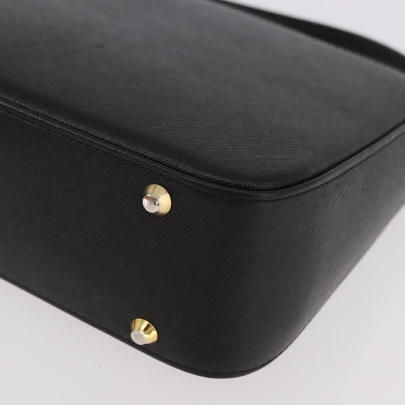 BURBERRY Hand Bag Leather Black Gold Auth 184438