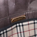 BURBERRY Hand Bag Leather Black Gold Auth 184438-16
